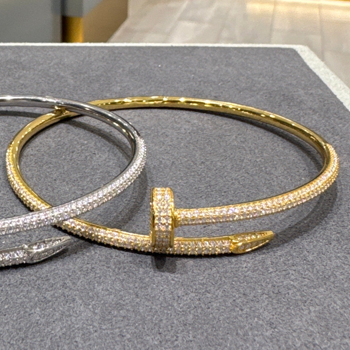 Silver Bangle Nail Style Moissanite bracelet Gold Bracelet