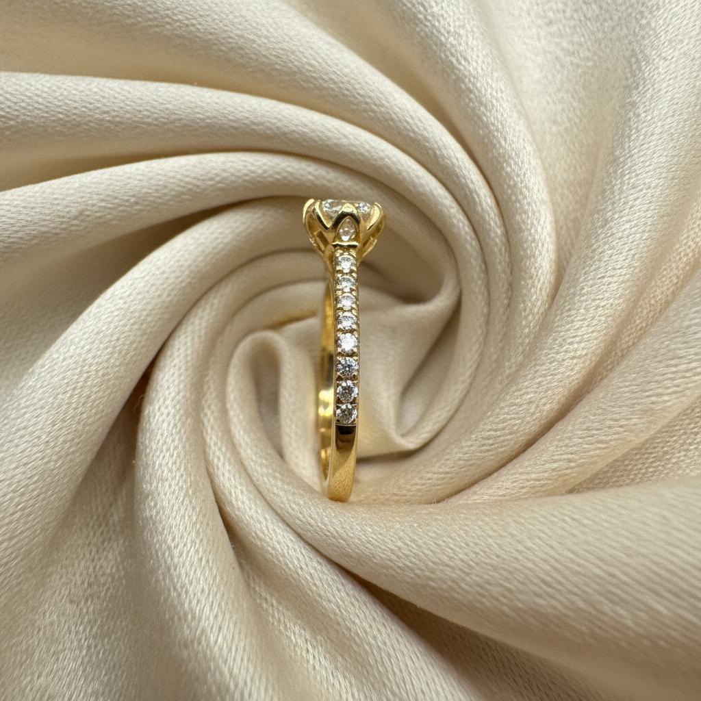 10K gold lab diamond ring side view showing diamond setting luxurious finish