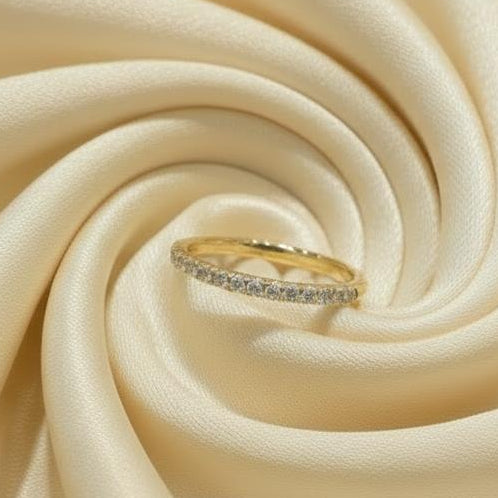 10K gold lab diamond ring side view showing diamond settings luxurious finish
