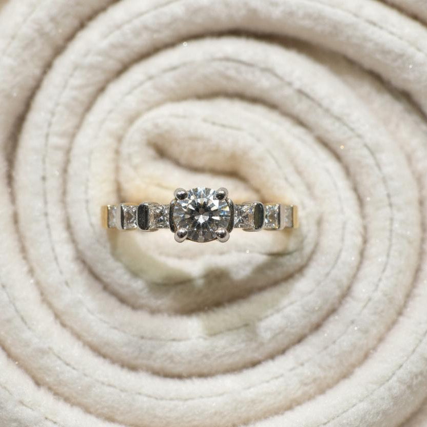 10K gold lab diamond ring side view showing pavé diamonds luxurious finish