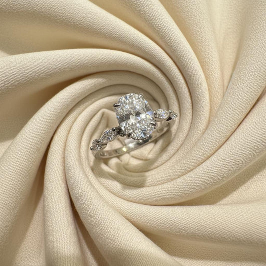 14K gold lab diamond ring detail showing pavé setting lab-grown diamonds brilliant fire