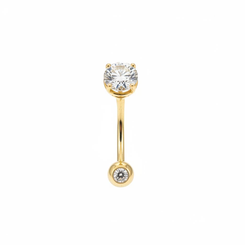 14K Gold Belly button piercing Moissanite 1.14CT