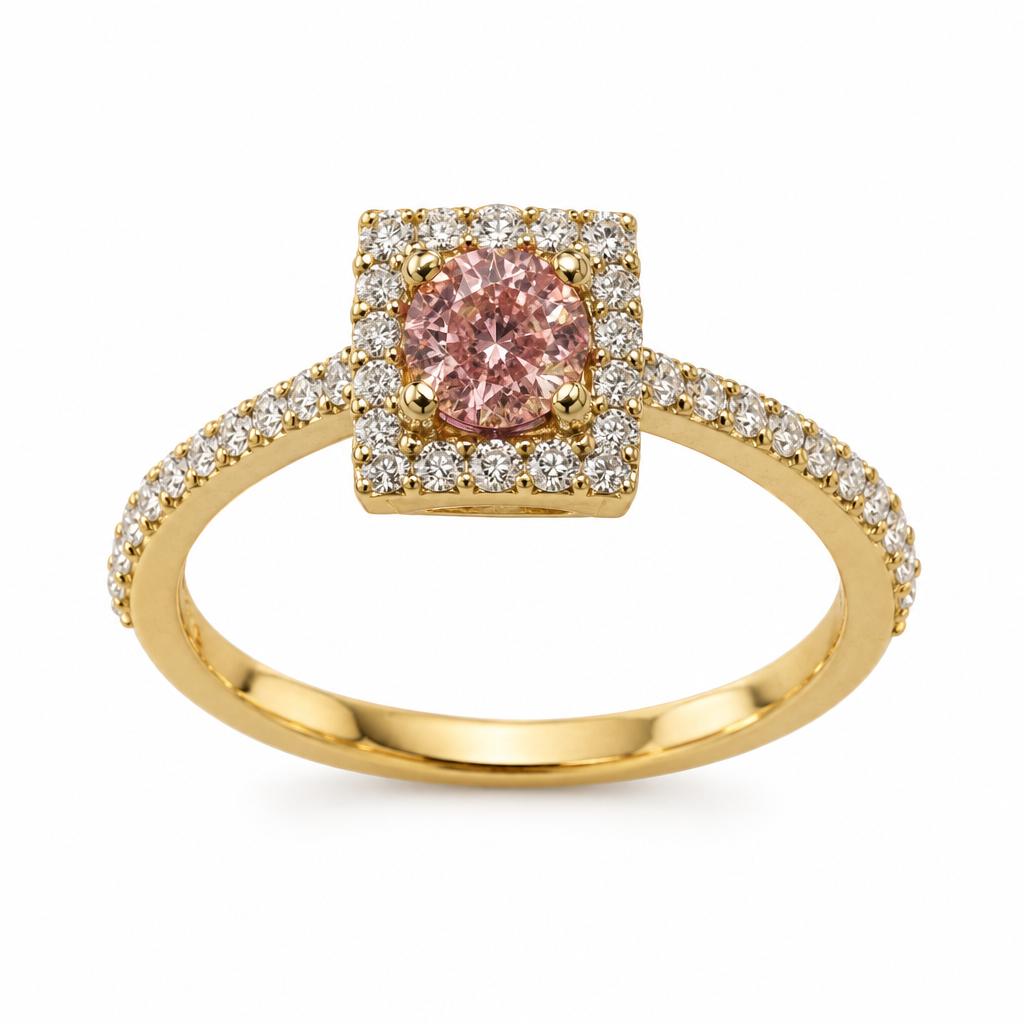 10K Gold Natural Diamond ring 0.2CT with Lab Center stone 0.36CT