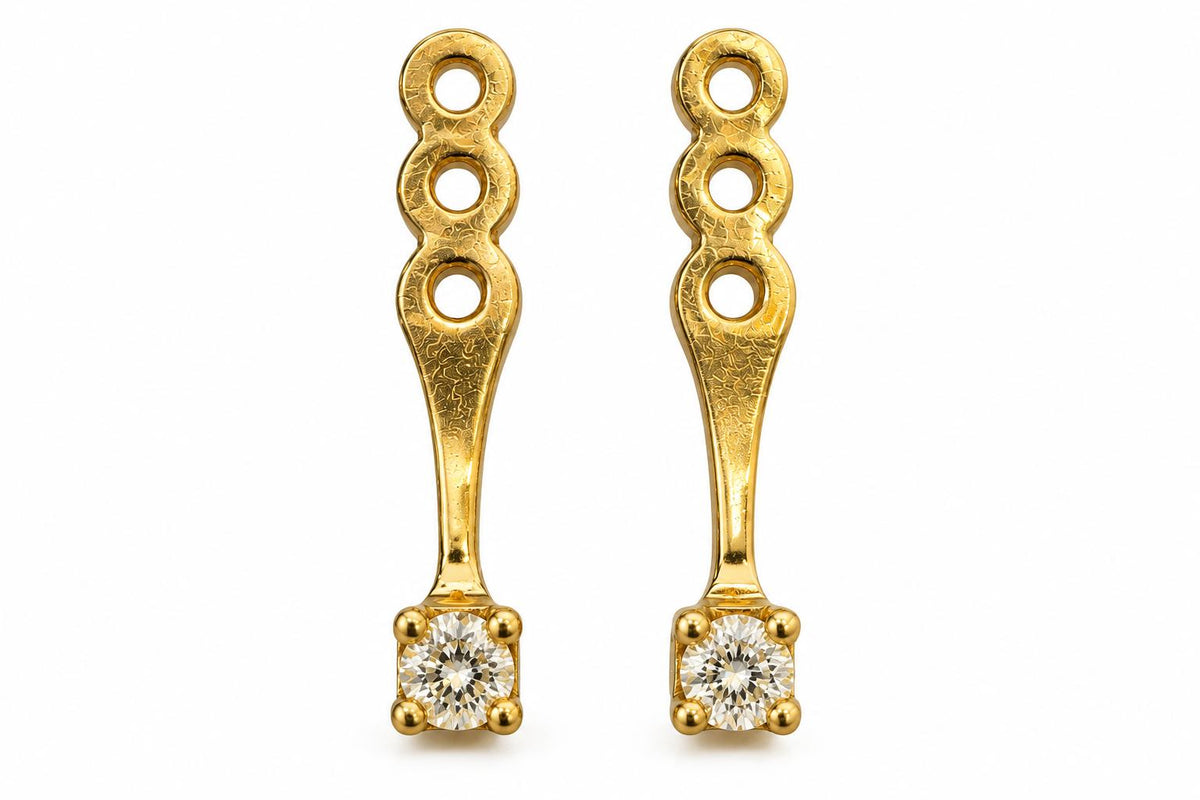 14K Gold earring dangles Natural Diamond 0.07CT