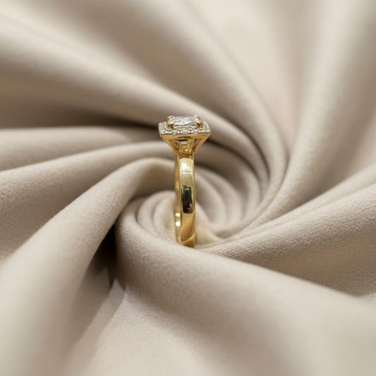 14K gold diamond ring detail showing natural diamond brilliance expert craftsmanship