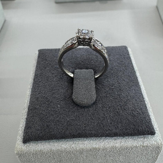 14K gold diamond ring 1.98CT detail showing diamond setting and band in jewelry store display