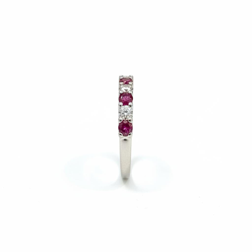 14K Gold Natural diamond ring 0.18CT with rubys 0.24CT