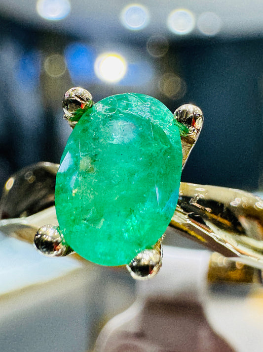 Natural Emerald 1ct ring 10k gold 2.0 g / Bijouterie Del Moral / Brossard