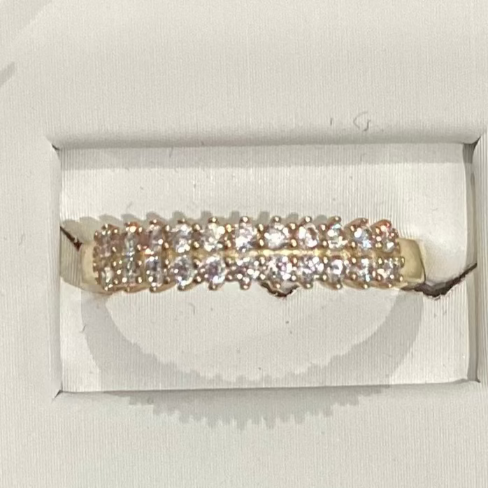 10K yellow gold ring with zirconia stones for women - 2.02g sparkle ring
