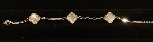 Clover mother of pearl .925 Sterling Silver Bracelet 6.61g