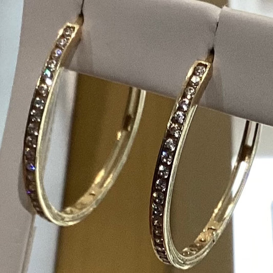 10K Y Gold & Zirconia Hoop Earrings 2.85g