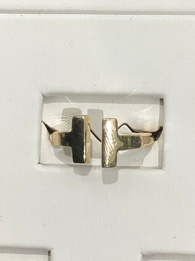 Anillo abierto doble en forma de T de oro amarillo de 10 quilates - 2,7 g - Talla única