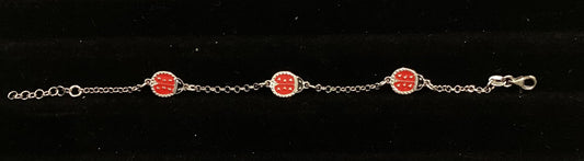 Lady bug design .925 Sterling Silver Bracelet 4.53g