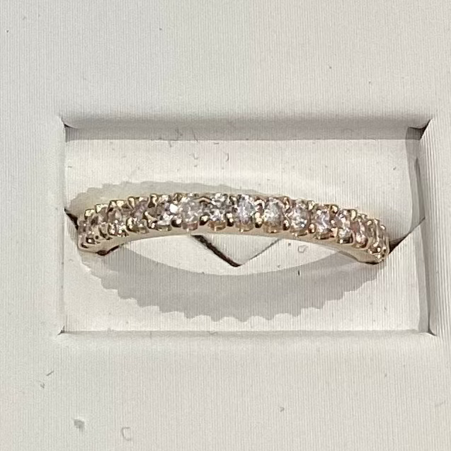 Semi-eternity 10K yellow gold wedding band for women - 2.10g sparkle ring