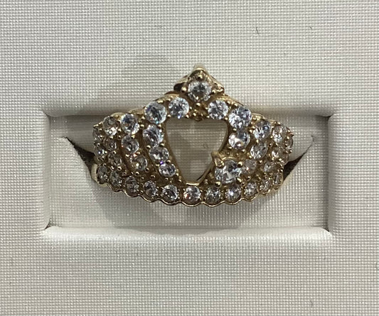 Anillo de mujer en oro amarillo de 10 quilates con circonita - 2,68 g - Talla única