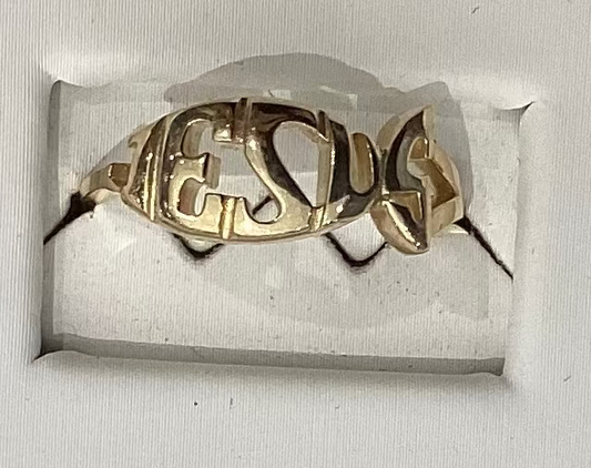 10K Yellow Gold Jesus Ring - 2.16g - Free Sizing