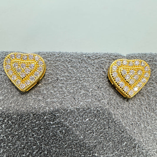 Heart shaped earrings with moissanite sterling silver gold overlay romantic love-inspired jewelry