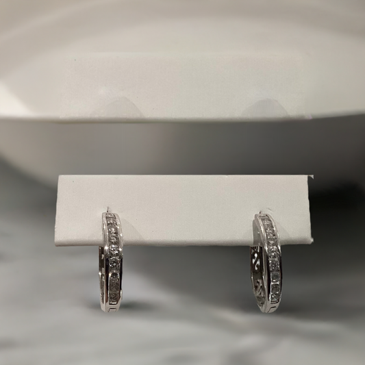 Huggies 10K W Gold Diamond Earrings .50ct bijouterie Del Moral / Brossard