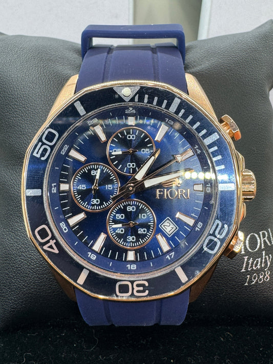 Montre Fiori chronographe avec couronne visée pour hommes en acier inoxydable #3840 Watch