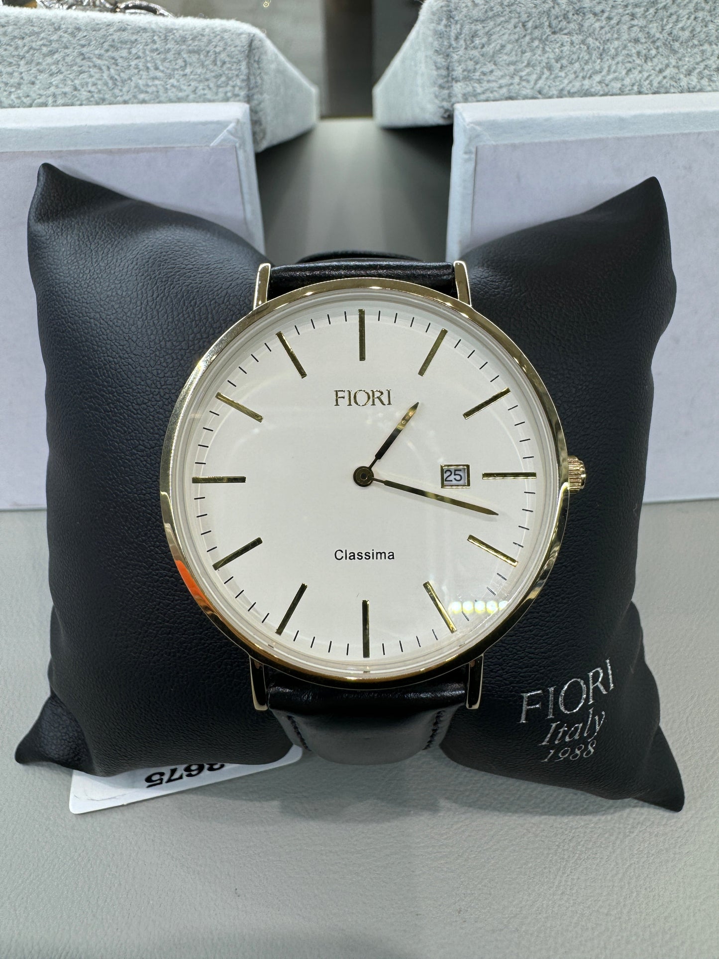 Montre Fiori Classima en acier inoxydable avec bracelet en cuir véritable #3675 Watch