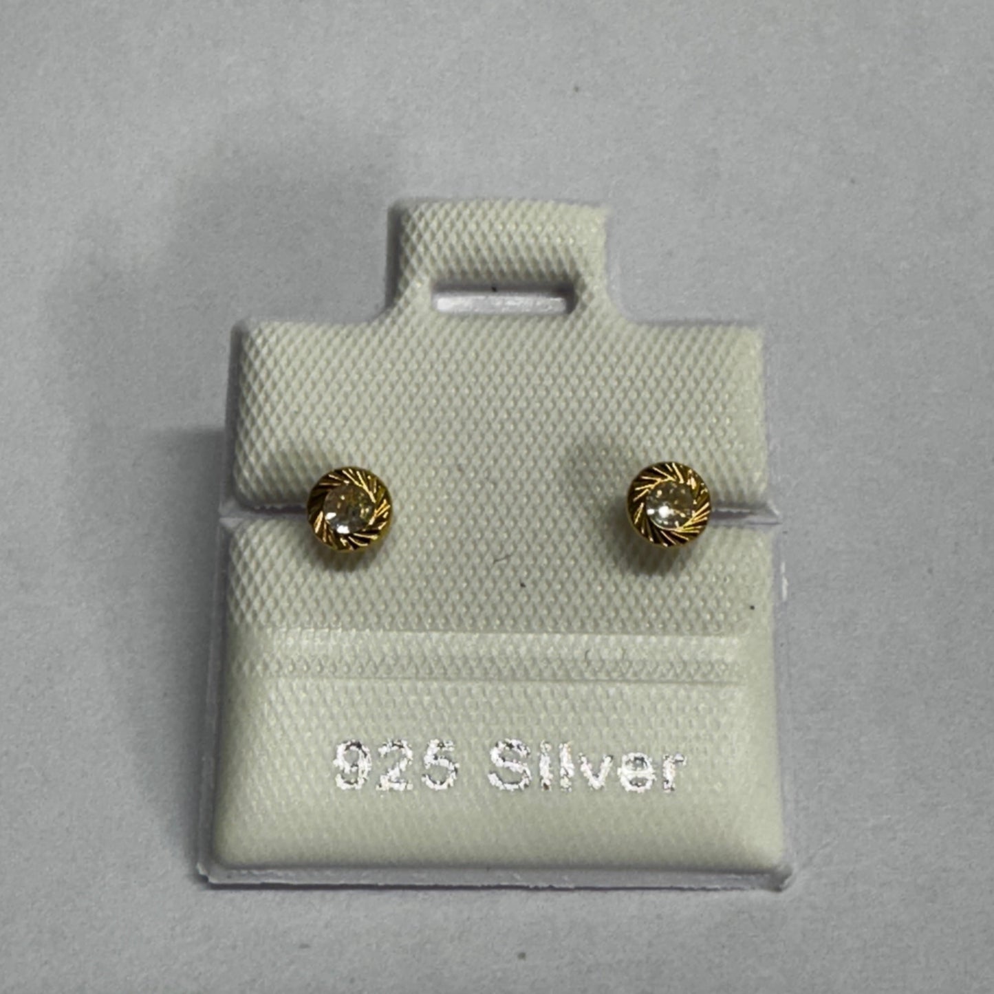 925 Silver Diamond-Cut Pinwheel #3 Stud Earrings