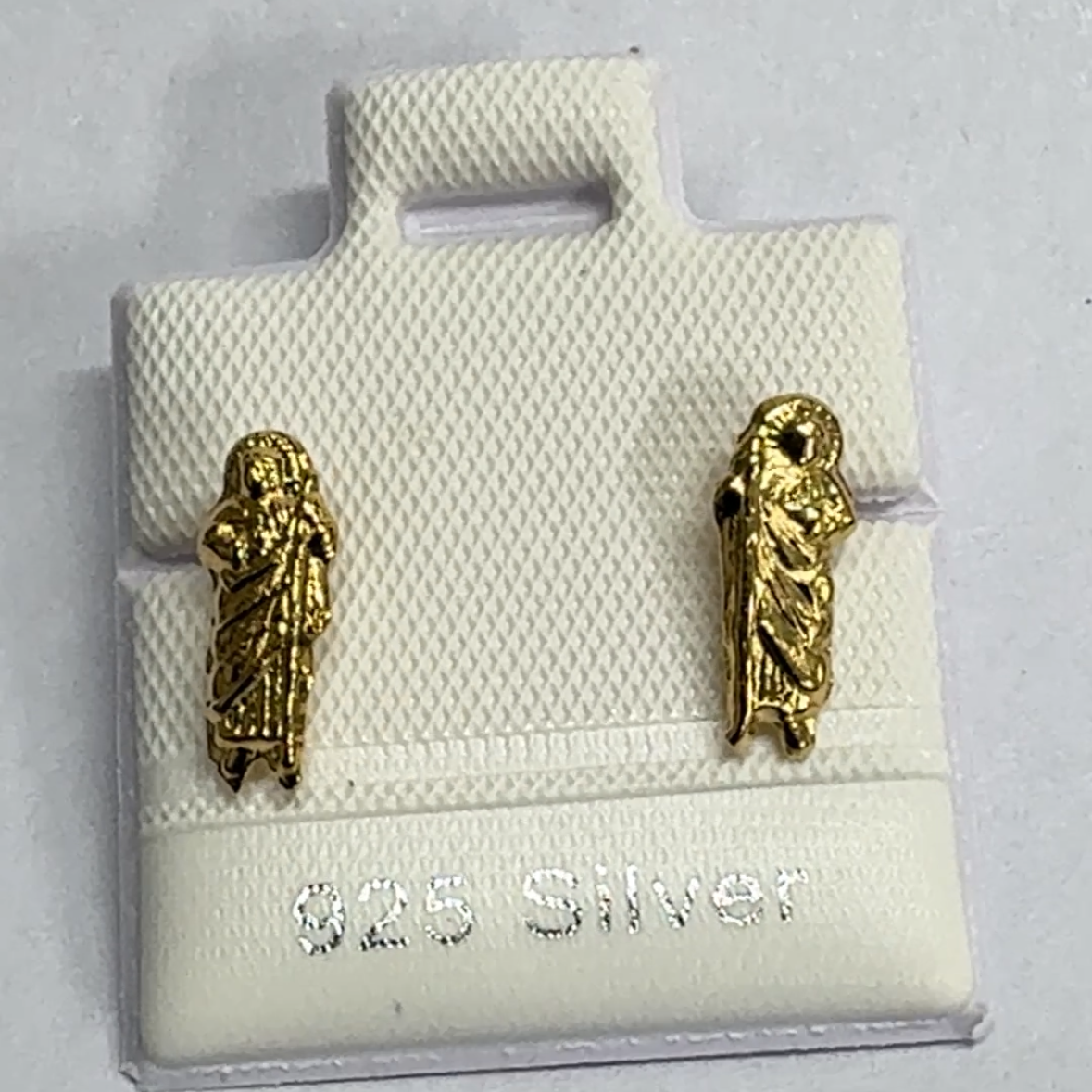 925 Silver Large San Judas Stud Earrings