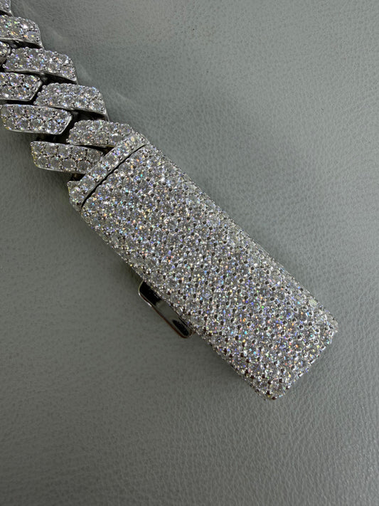 Iced out moissanite silver bracelet 16mm 8 inch MJCN655