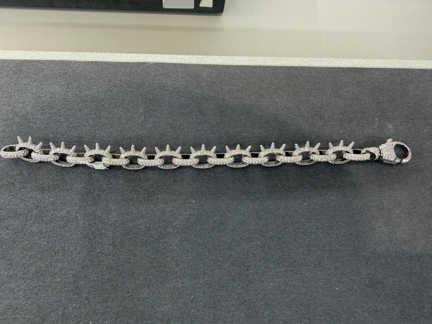 10mm 8 inch silver bracelet with moissanite 10370N