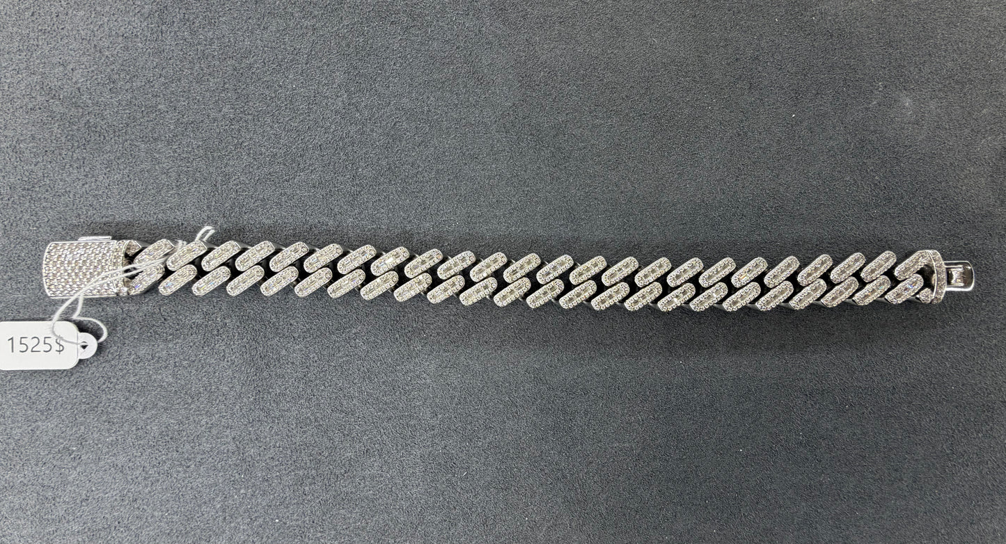 12mm 8 inch silver bracelet with moissanite MJCN0088
