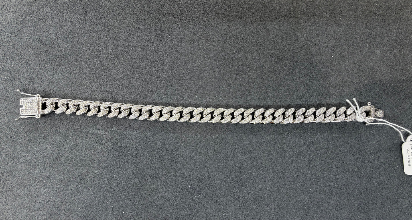 10mm 8 inch silver bracelet with moissanite MJCN088