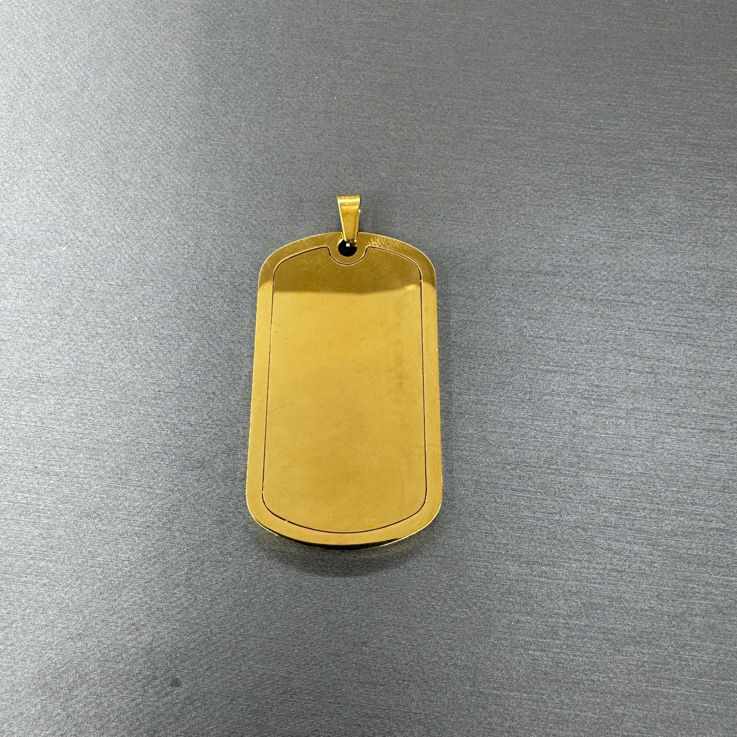 Large dog tag with border stainless steel gold plated blank