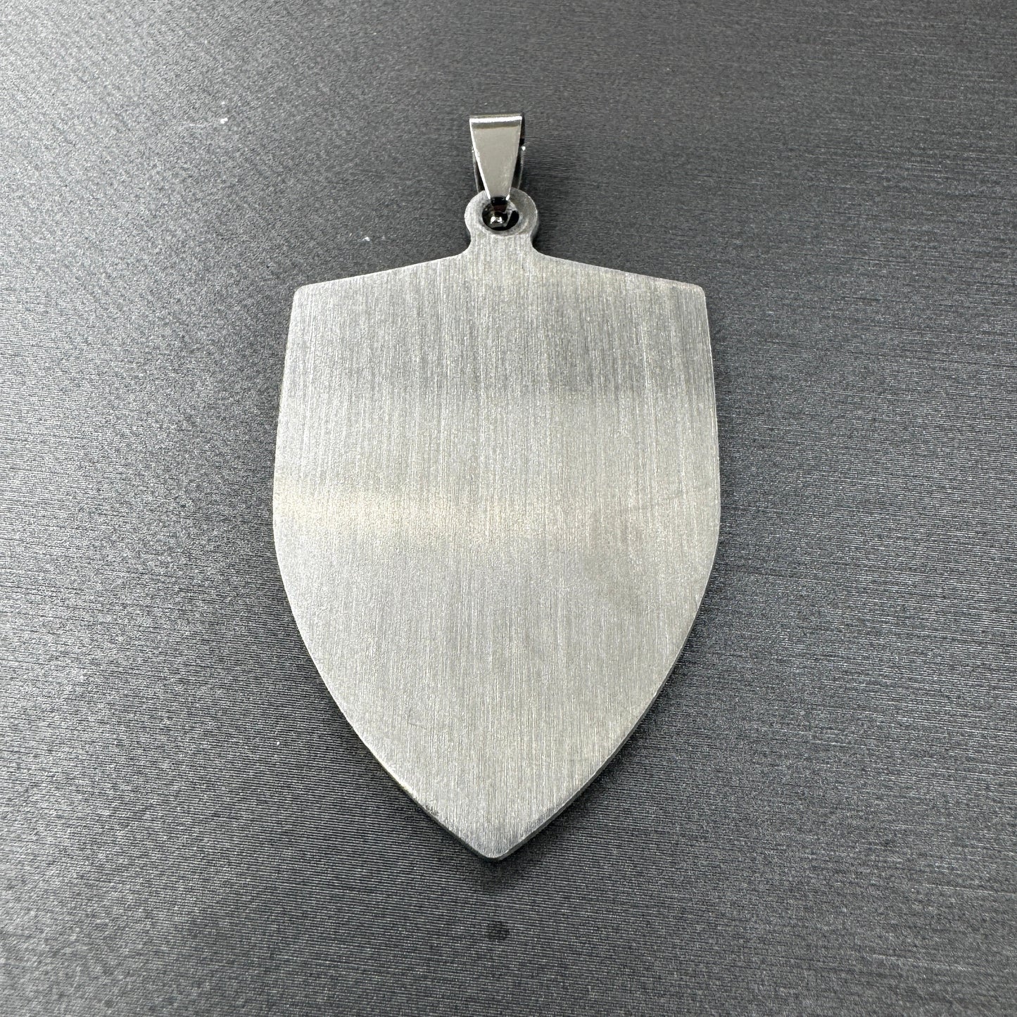 Large stainless steel shield pendant blank