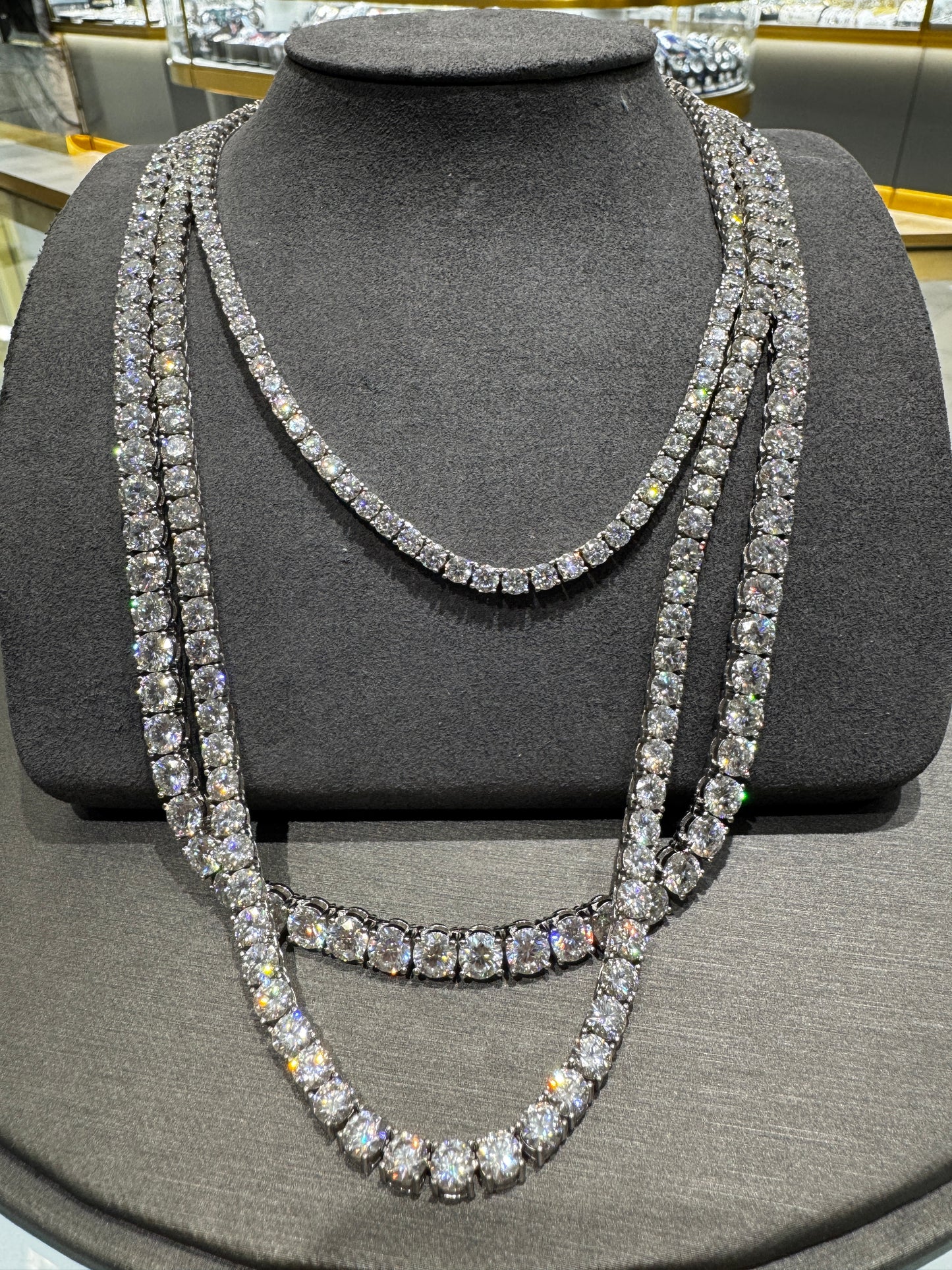 Moissanite Tennis Chain Necklace - 925 Sterling Silver (MJCN058)