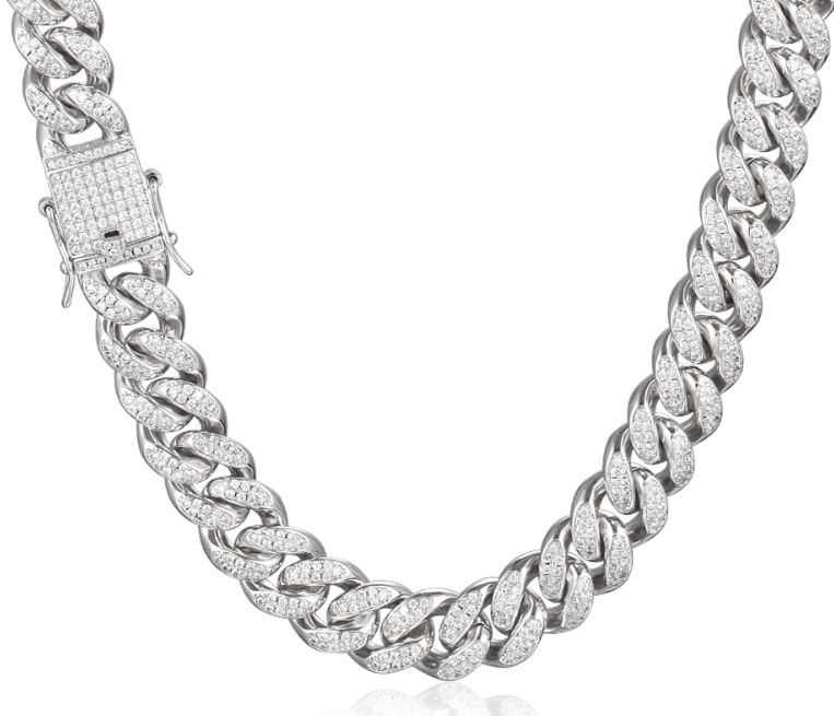 Iced Out Moissanite Chain 10mm 22 Inch - 925 Sterling Silver (MJCN088)