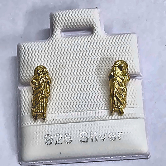 PL255-A 925 silver stud earrings, gold plated finish