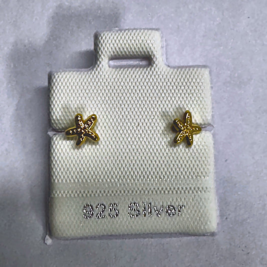 PL257 925 silver stud earrings, gold plated finish