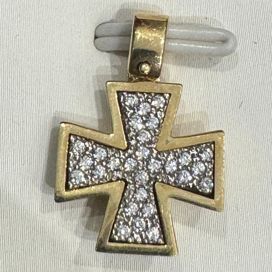 Pendant Cross in gold 10K 2.31g + Zirconia