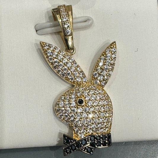 Pendant Rabbit in Gold 10K 3.45g + zirconia / Bijouterie Del Moral