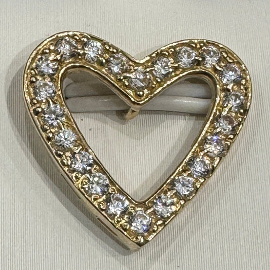 Pendant heart in gold 10K 1.93g + Zirconia / Bijouterie Del Moral