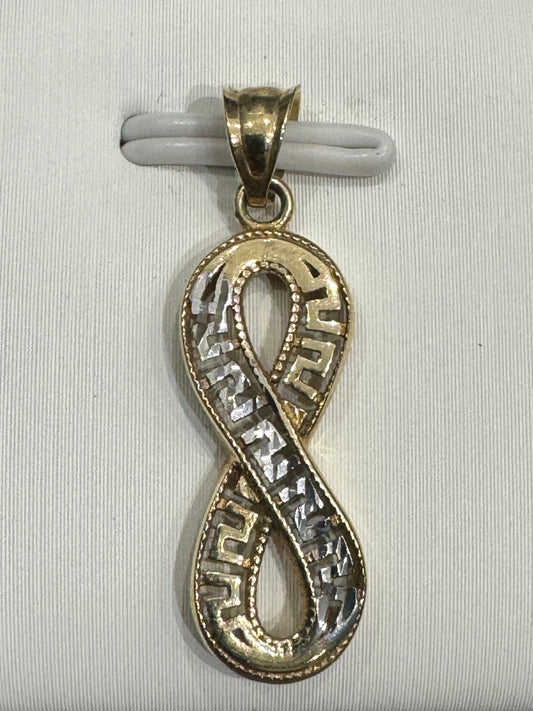 Pendant infini in white & yellow gold 10K 0.92g / Bijouterie Del Moral