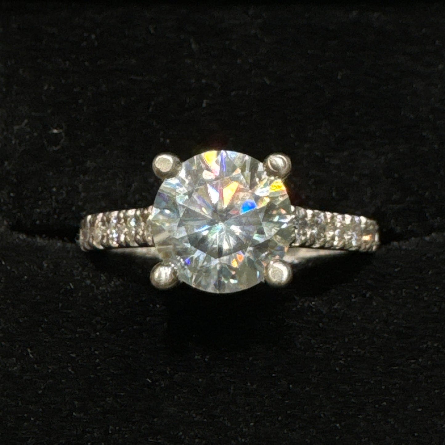 Silver Ring .925 Semi-Eternity & Round Moissanite