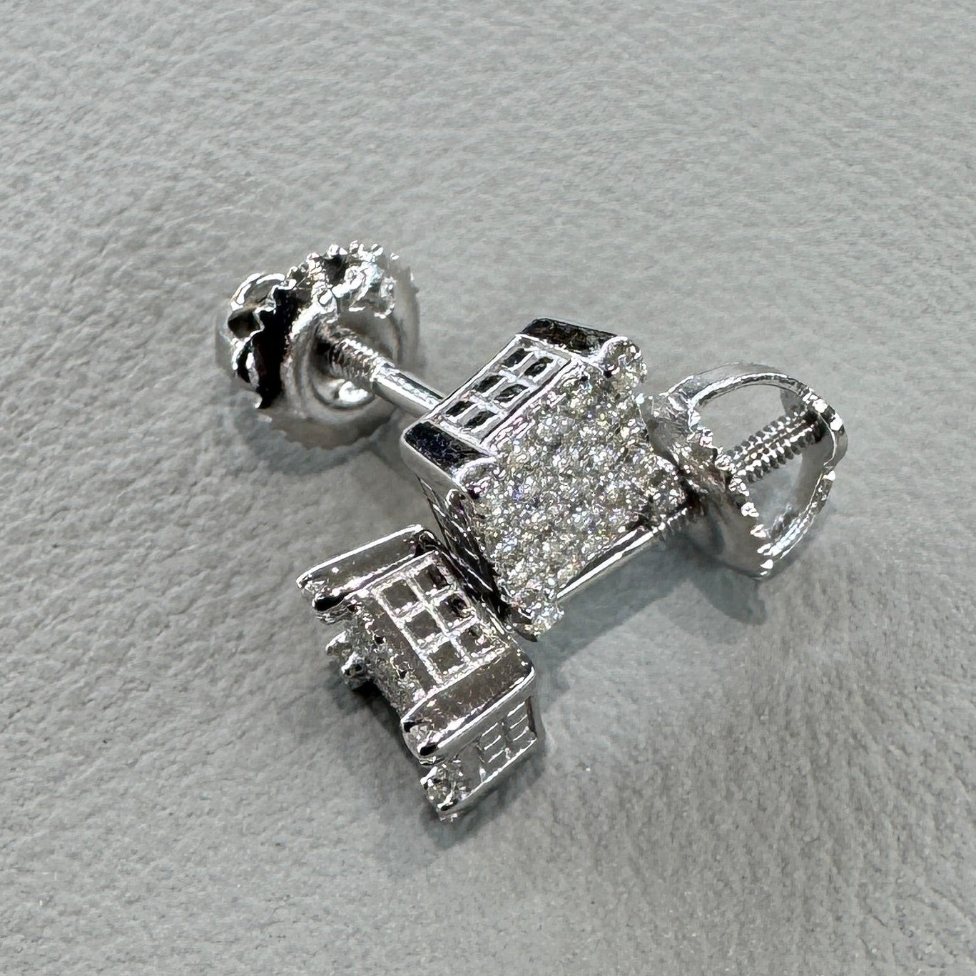 Sterling silver moissanite earrings detail showing diamond-like sparkle and elegant design