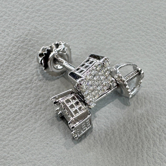 Sterling silver moissanite earrings detail showing diamond-like sparkle and elegant design