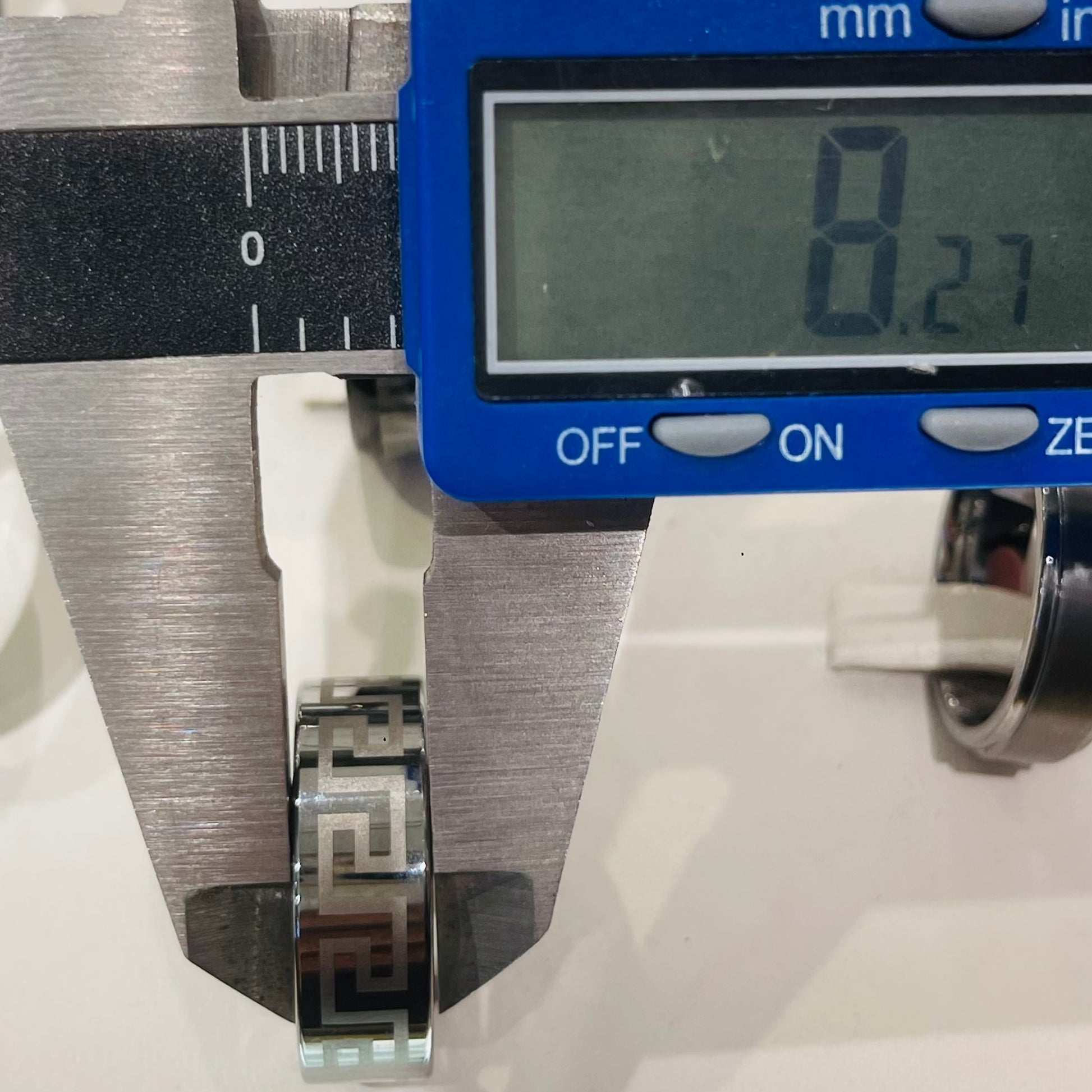 Tungsten Ring greek key 8.27mm