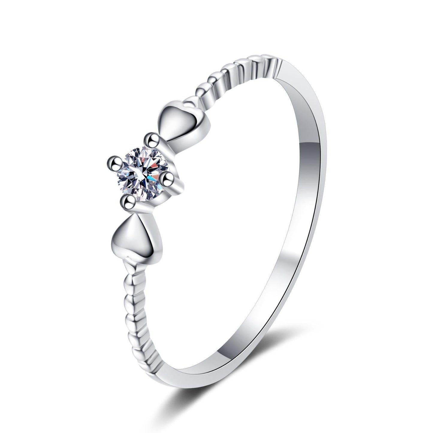 Solitaire Heart Ring 925 sterling silver + 10ct Moissanite / AZ345-J Ring