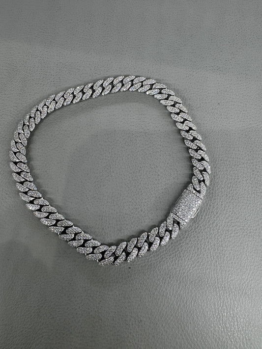 8 mm 8 inch silver bracelet with moissanite MJCN655