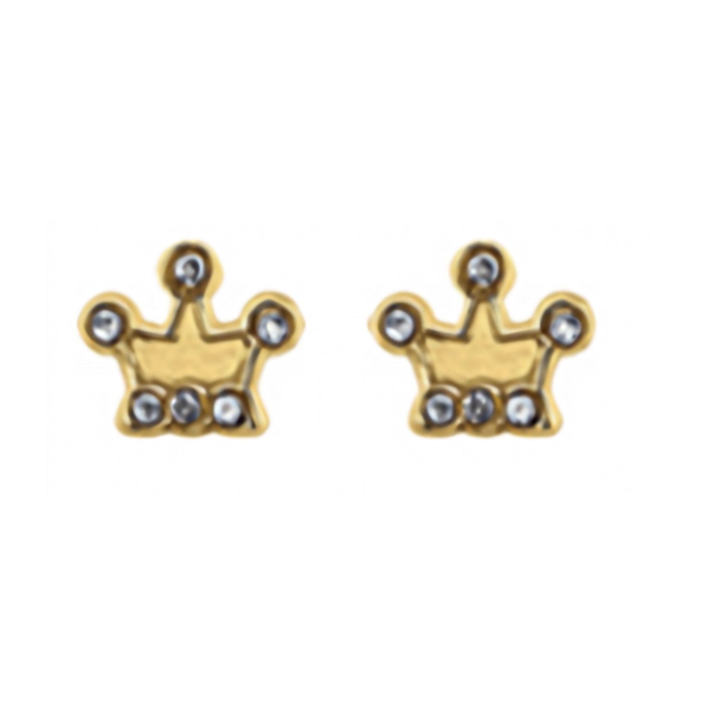 10K Gold Sandblasted Crown Stud Earrings