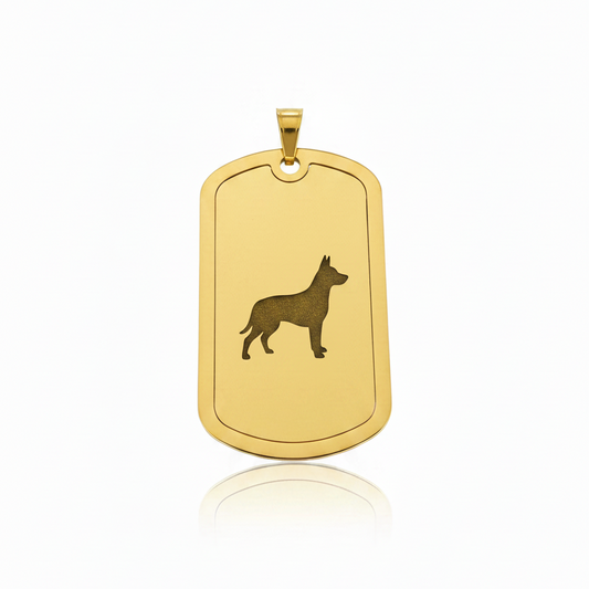 Large dog tag with border stainless steel gold plated blank