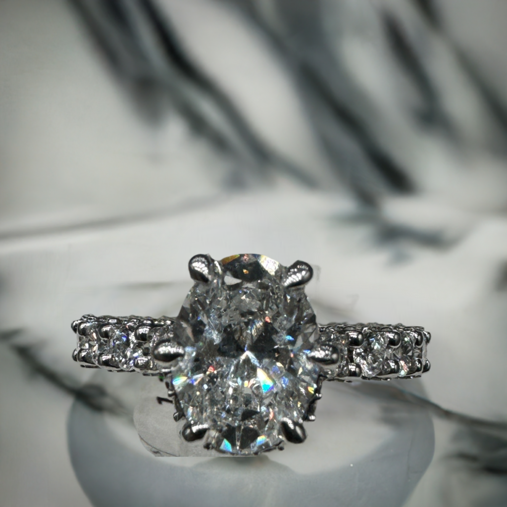 14K W Ring Lab Diamond 4.70CT or blanc Gold rings