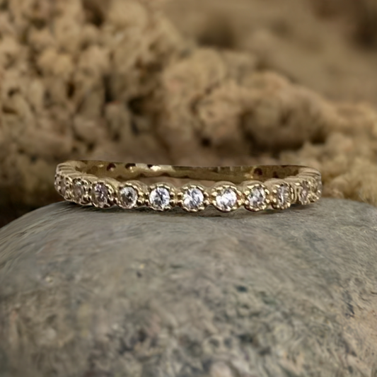 Bezel eternity ring 10K Y Gold Women Ring 1.77g